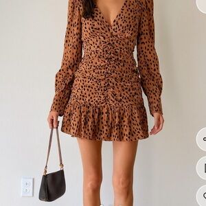 Topshop Brown Animal Print Mini Dress